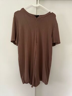 Brown Short-Sleeve Romper (Pregnancy Friendly!)